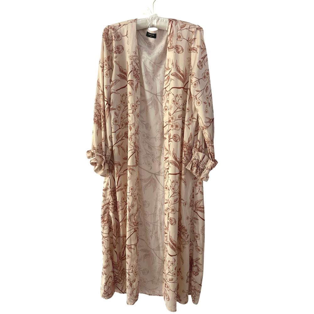 Cover up beach pool resort wear lightweight long sleeve stunning floral print
